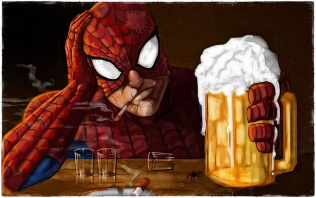 Spiderman пьет пиво
