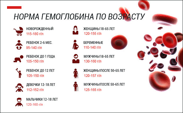 Норма гемоглобина по возрасту